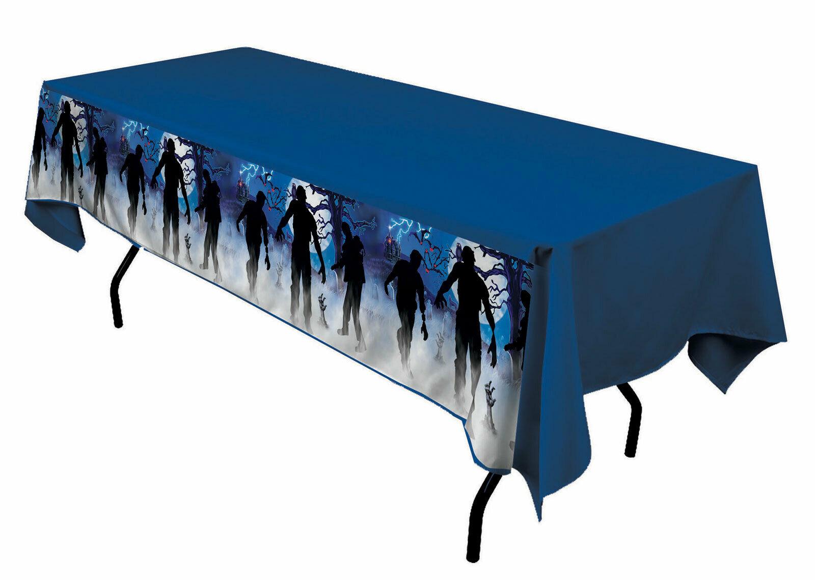 Zombie Table Cover Blue Halloween Horror Scary Fancy Dress Party Decoration - Labreeze