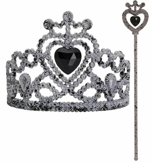 Zombie Tiara &Wand with Black Stone Halloween Horror Fancy Dress Party Set - Labreeze